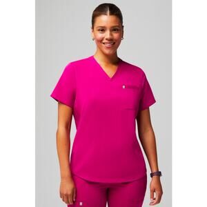 NEW Fabletics Habiscus Hot Pink Vital 1- Pocket Scrub Top